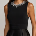 Black Evening Gown Studded With Rhinestones