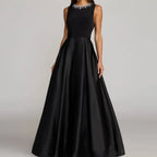 Black Evening Gown Studded With Rhinestones