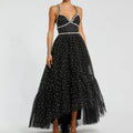 Black Faux Pearl Embellished Halter Dress