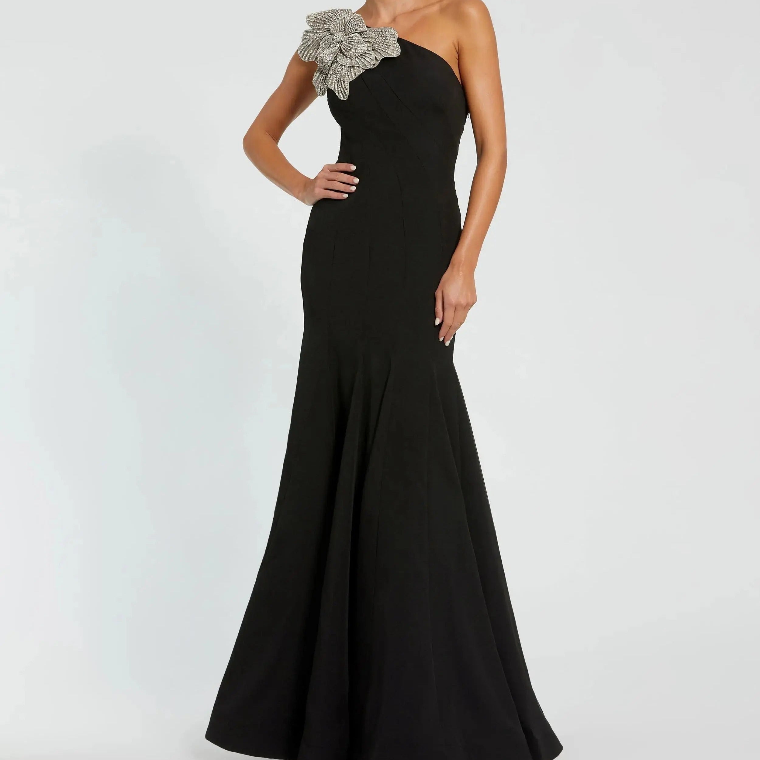 Rhinestone Embellished Fitted Mermaid Gown