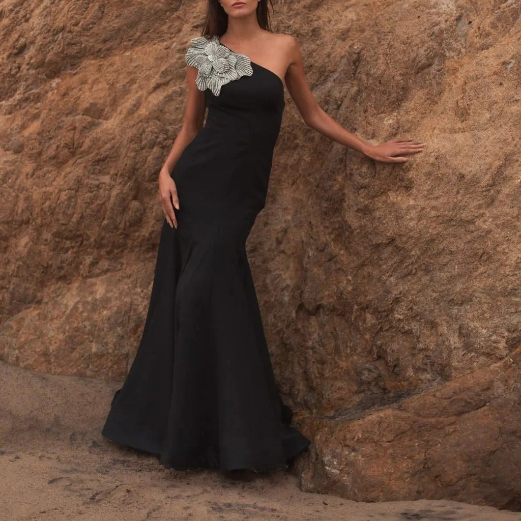 Rhinestone Embellished Fitted Mermaid Gown