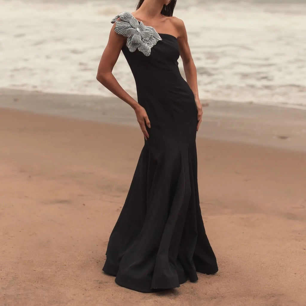 Rhinestone Embellished Fitted Mermaid Gown