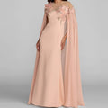 Nude Pink Shawl Floral Dress
