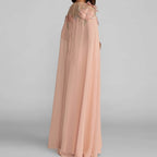 Nude Pink Shawl Floral Dress