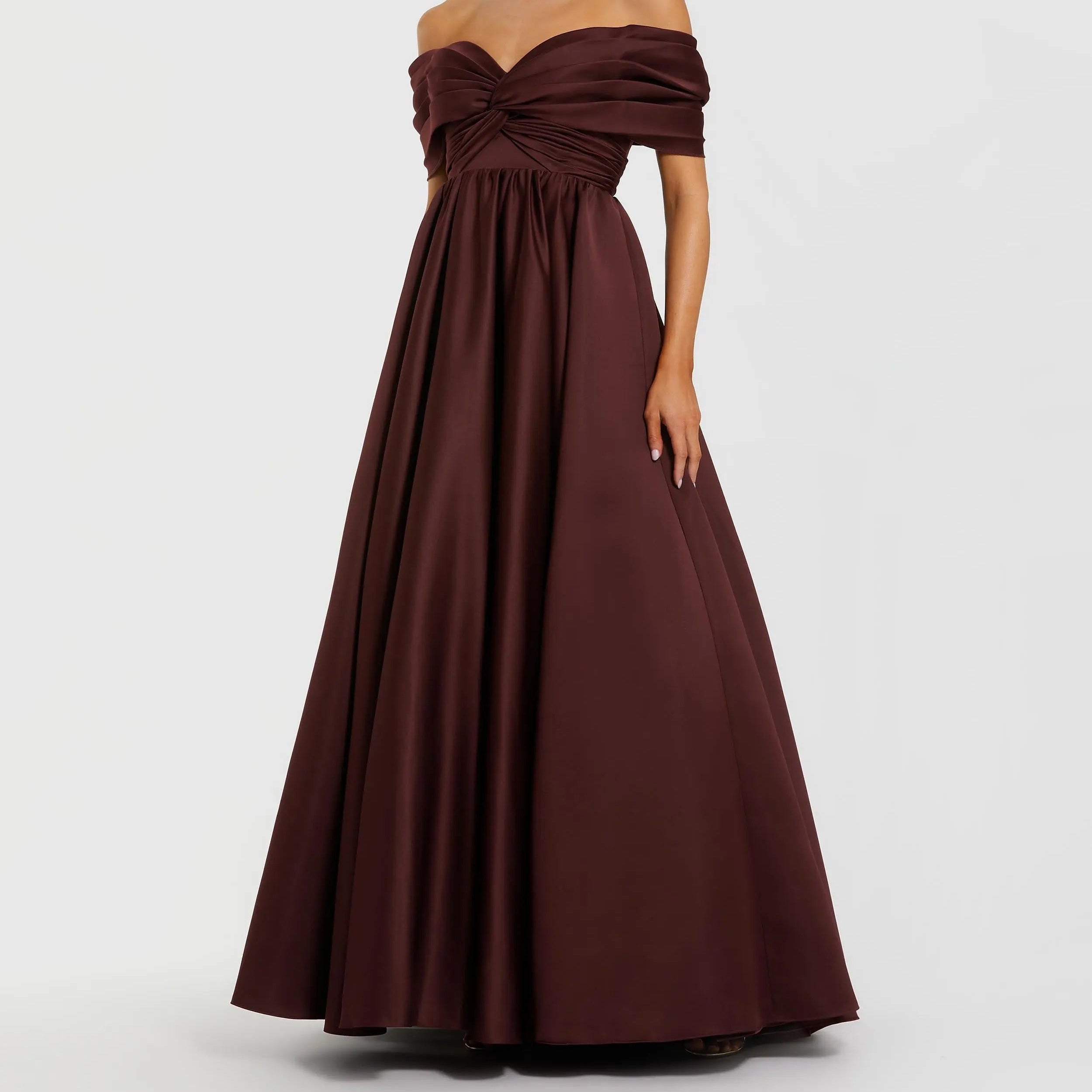 Off The Shoulder Twisted Satin Ball Gown