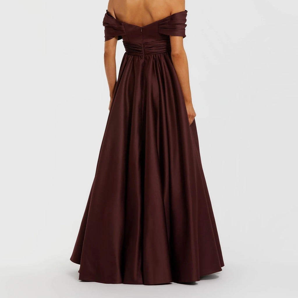 Off The Shoulder Twisted Satin Ball Gown