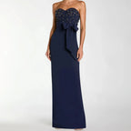 Strapless Beaded Bow Fitted long Dress