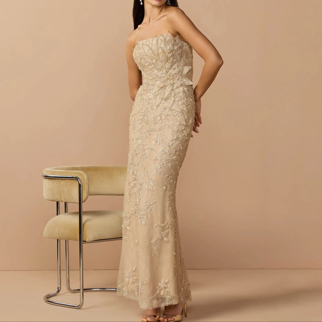 Strapless Heavily Beaded Mermaid Dress