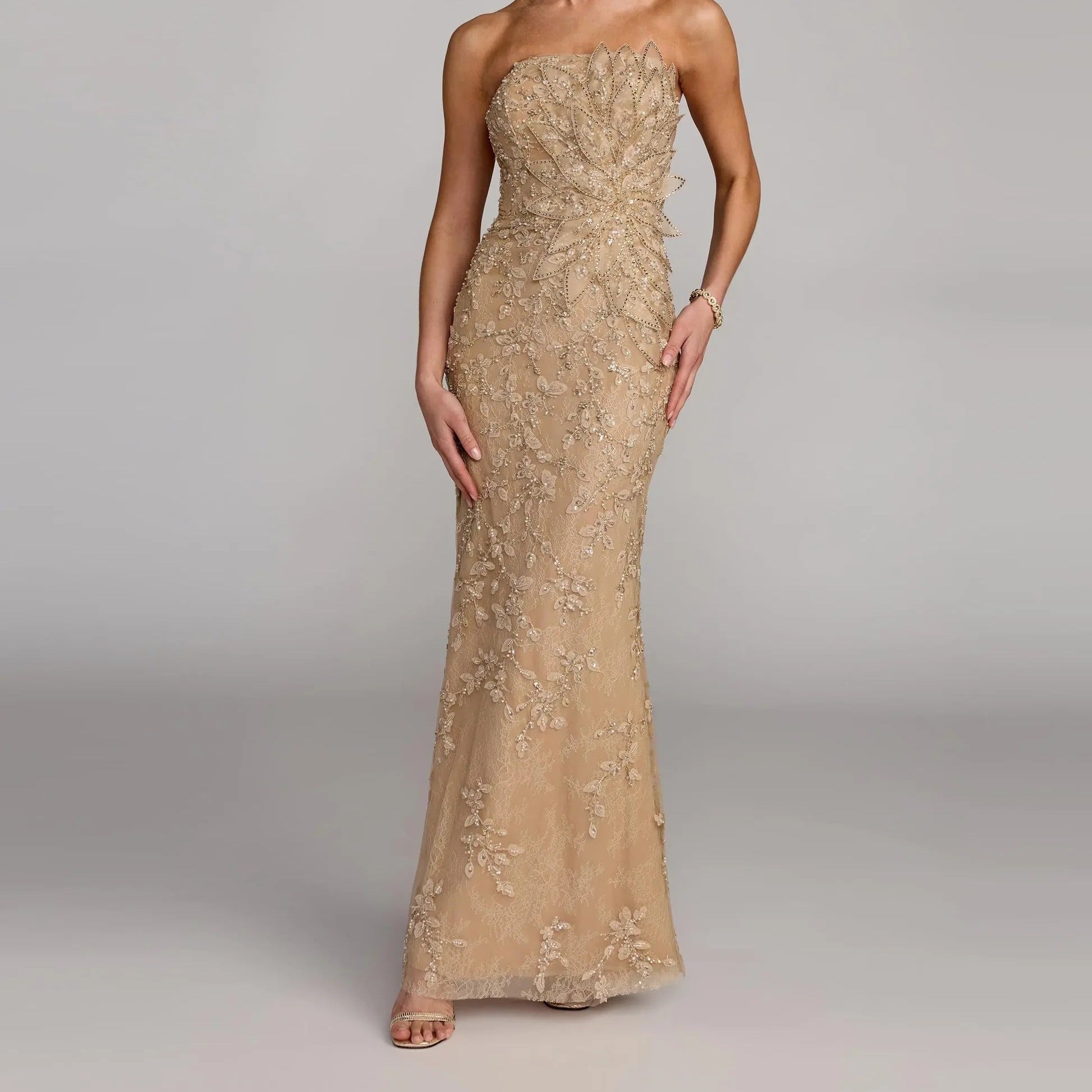 Strapless Heavily Beaded Mermaid Dress