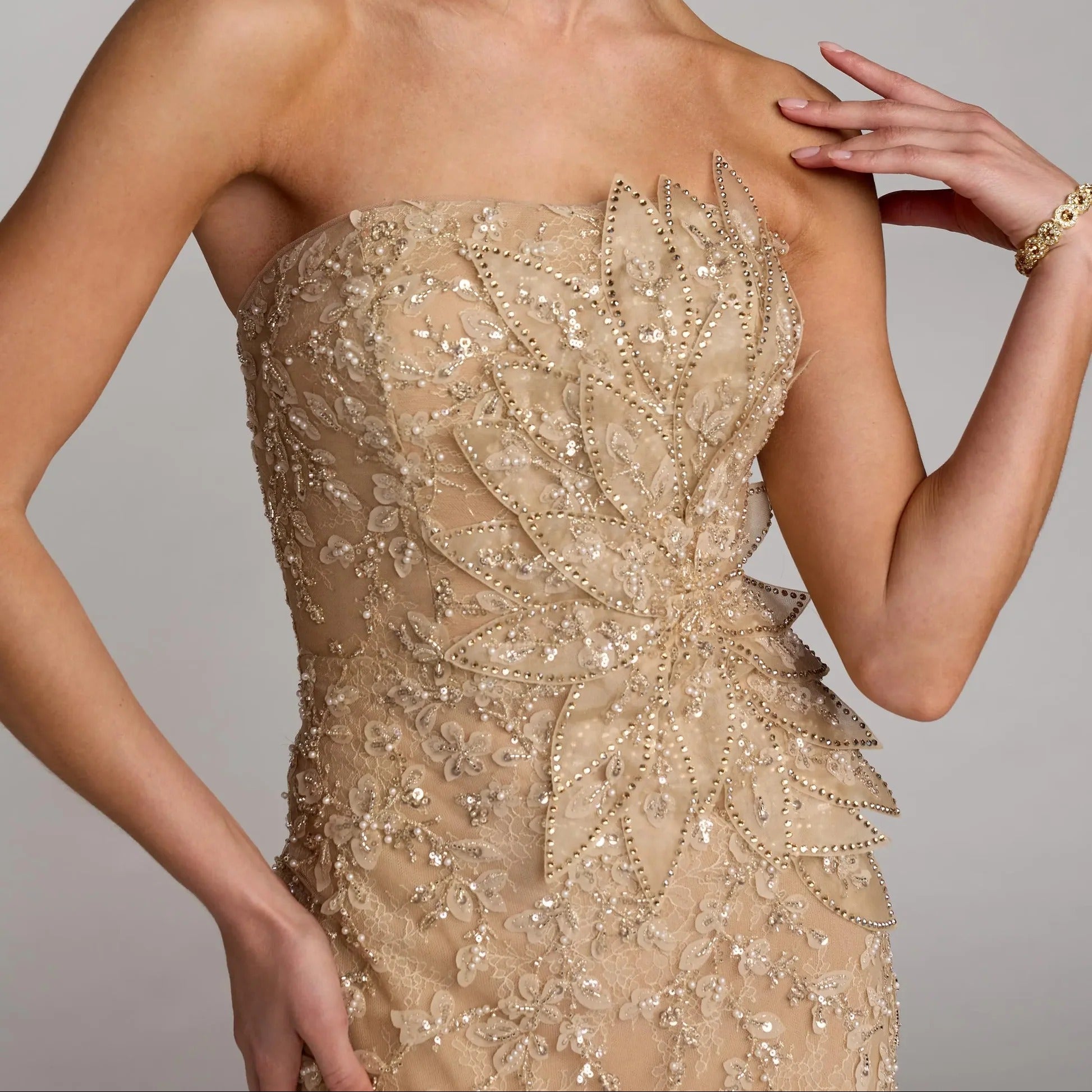 Strapless Heavily Beaded Mermaid Dress
